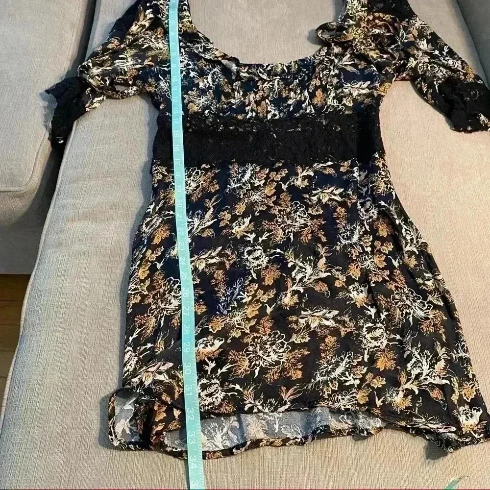 Free People Lucie Mini Dress in Black Combo With Lace Detail Size 8 - Picture 14 of 16